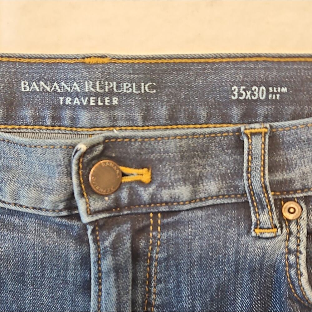 Banana Republic Men’s Traveler Medium Wash Slim Straight Jeans 35x30 - Picture 3 of 7